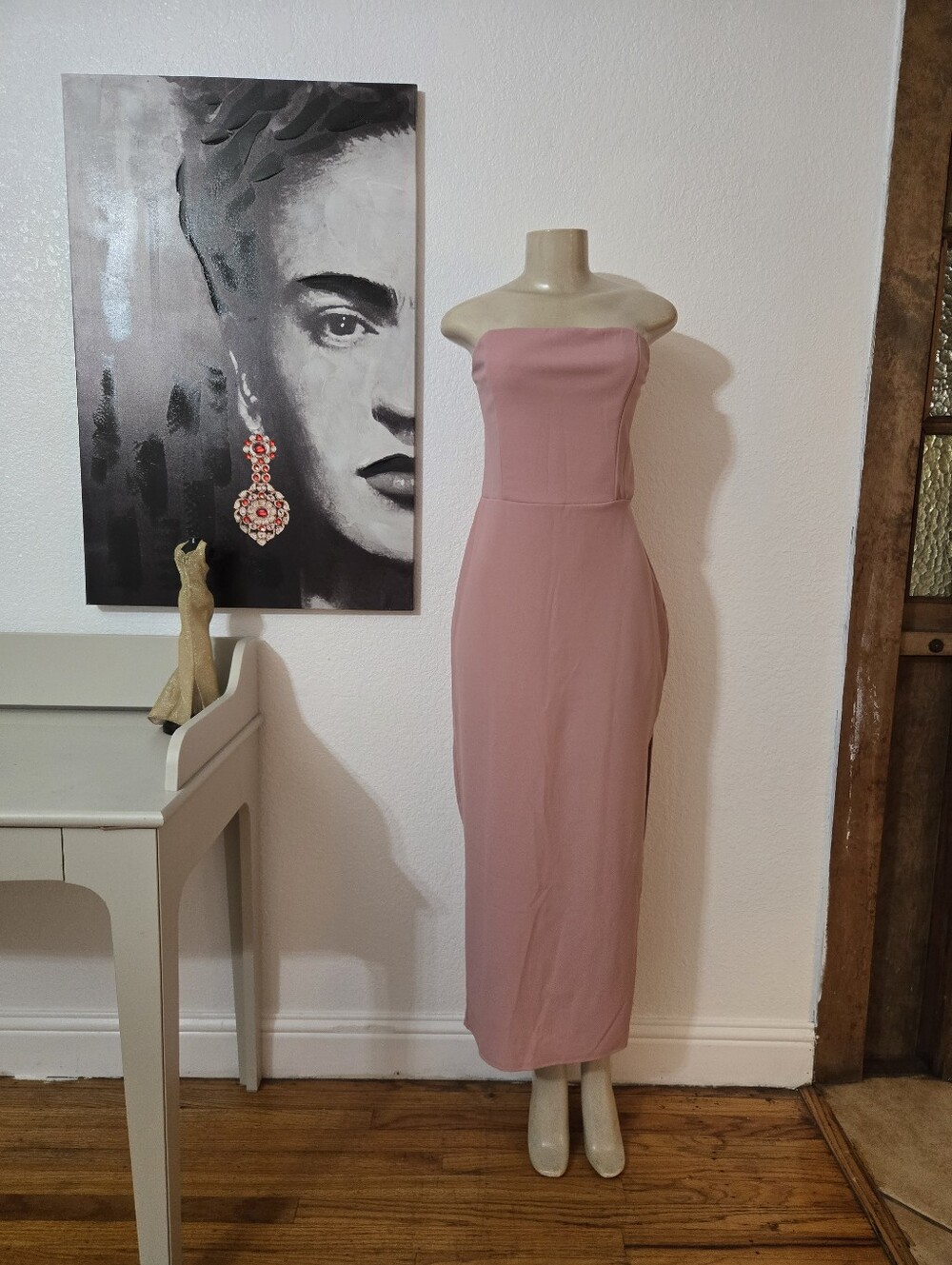 NWT Club L London Strapless Powder Pink Maxi Dress Size 12